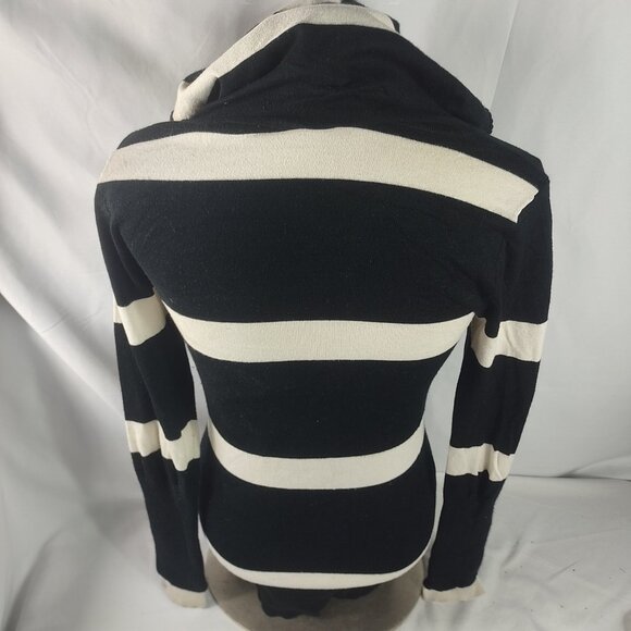 Rue 21 Womens Hoodie V-Neck Black/White Stripes Size Medium - Picture 4 of 5